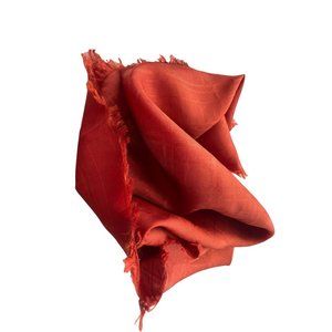Vintage Jacquard Square Scarf Lightweight Fringe Trim Neck Wrap Bandana Rust